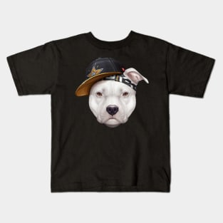 White Pit Bull Terrier Hip-Hop Super Star Kids T-Shirt